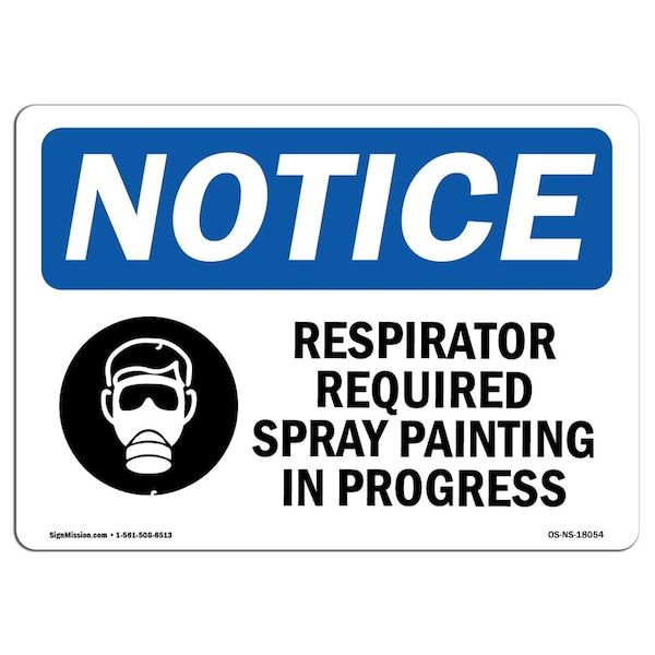 OSHA Sign, Respirator Required Spray Painting With, 14in X 10in Aluminum, 14" W, 10" H, Landscape